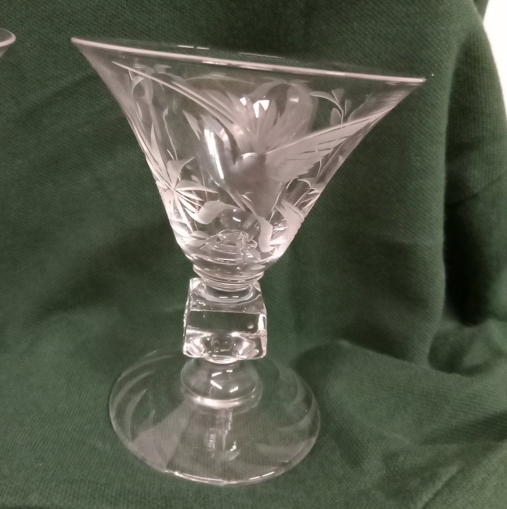 Duncan & Miller Crystal W/Frosty Etchings Liquor/Cocktail Stem Glasses VTGE 6pcs